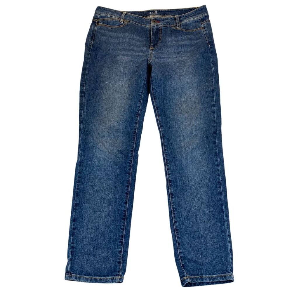 J. Jill Womens Boyfriend Jeans Size 8P Straight Slim Blue Denim Medium Wash Y2K